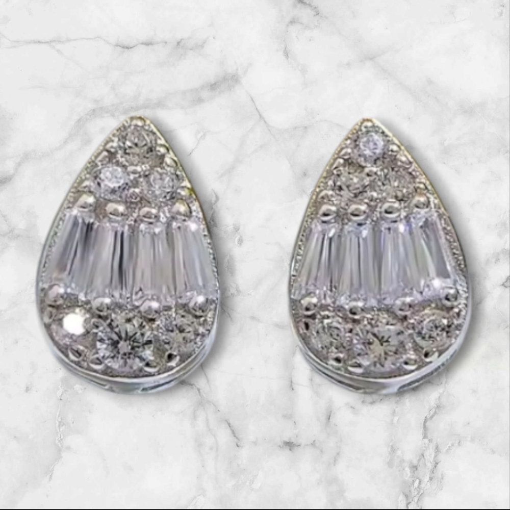 Dainty Water Drop CZ Earrings - Picture 3 of 7